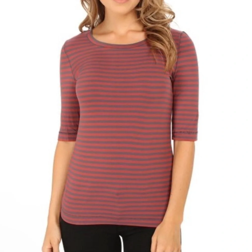 Free People Striped Leader of the Pack Tee in Cherry Combo Size Medium